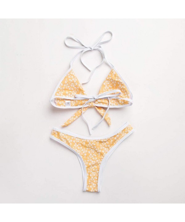 Bikini Swimsuit For Women Push Up Bikini Set Beach Brazilian Swimsuit - Yellow7 - C21940KKDZR $12.23-Sets