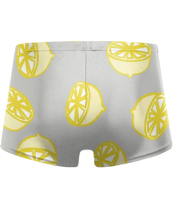 Men's Swimwear Swim Trunks Different Moon Boxer Brief Quick Dry Swimsuits Board Shorts - Lemon Pattern - C419COQHKML $19.43-B...