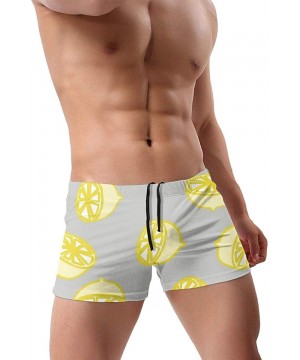 Men's Swimwear Swim Trunks Different Moon Boxer Brief Quick Dry Swimsuits Board Shorts - Lemon Pattern - C419COQHKML $19.43-B...