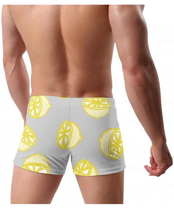 Men's Swimwear Swim Trunks Different Moon Boxer Brief Quick Dry Swimsuits Board Shorts - Lemon Pattern - C419COQHKML $19.43-B...