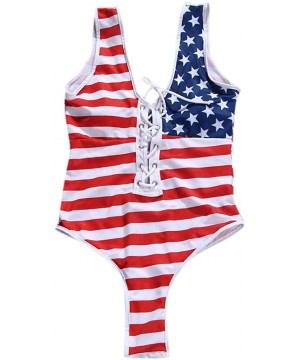 Women American Flag Bikini Set Separates Push-Up Padded Bra Swimsuit Two Pieces - Red-1 - C1190MKCTDT $20.47-Sets