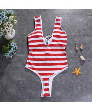 Women American Flag Bikini Set Separates Push-Up Padded Bra Swimsuit Two Pieces - Red-1 - C1190MKCTDT $20.47-Sets