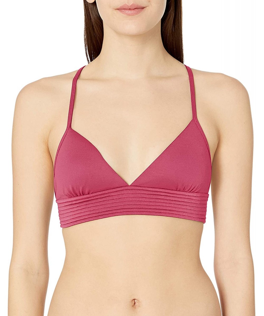 Women's Quilted Tri Bikini Top Swimsuit - Berry - C71857QNA7O $40.82-Tops