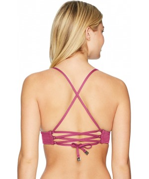 Women's Quilted Tri Bikini Top Swimsuit - Berry - C71857QNA7O $40.82-Tops