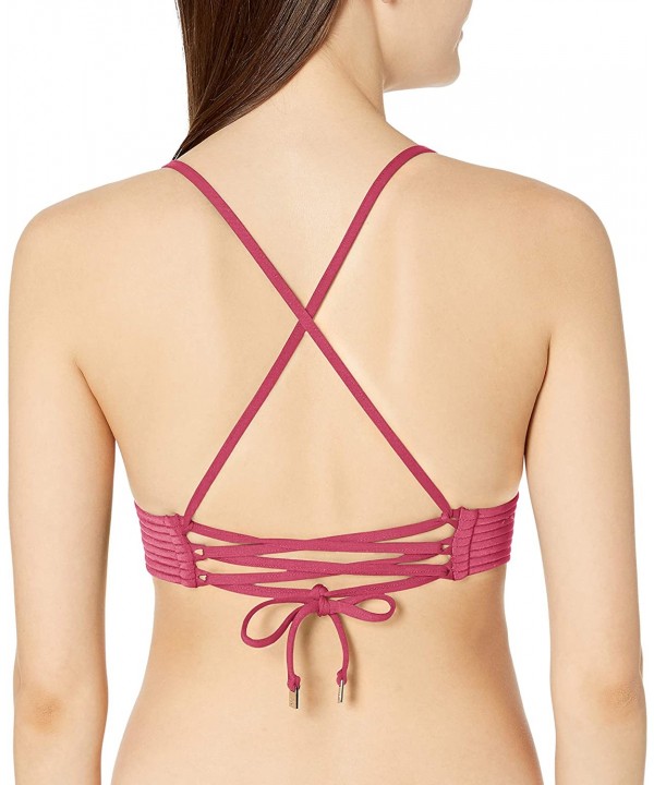 Women's Quilted Tri Bikini Top Swimsuit - Berry - C71857QNA7O $40.82-Tops