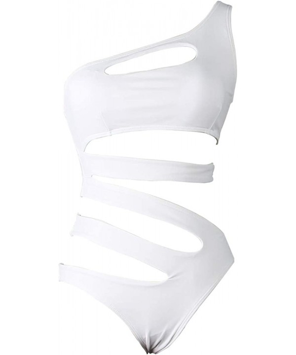 Women's One Shoulder Sexy High Cut One Piece Swimsuits Swimwear for Women Bikinis - White - CU18NTI5S9Q $19.96-One-Pieces