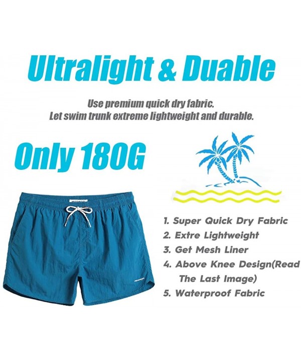 Mens 5" Short Swim Trunks with Mesh Lining Quick Dry Bathing Suits Swimming Shorts Swimsuit - 1850156-peacock Blue - CM18US3R...