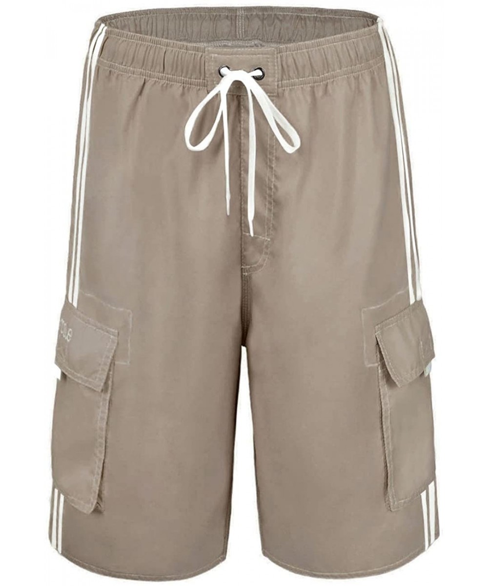 Men's Beachwear Board Shorts Quick Dry with Mesh Lining Swim Trunks - Khaki - C91855KHNL6 $15.98-Board Shorts