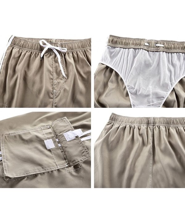 Men's Beachwear Board Shorts Quick Dry with Mesh Lining Swim Trunks - Khaki - C91855KHNL6 $15.98-Board Shorts