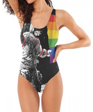 Womens Swimsuits Reggae Love Pot Weed One Piece Tankini Girls Monokini - Space Astronaut Gay Pride Flag - CQ18QATY3HD $24.53-...