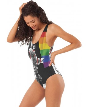 Womens Swimsuits Reggae Love Pot Weed One Piece Tankini Girls Monokini - Space Astronaut Gay Pride Flag - CQ18QATY3HD $24.53-...