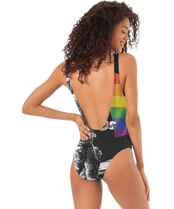 Womens Swimsuits Reggae Love Pot Weed One Piece Tankini Girls Monokini - Space Astronaut Gay Pride Flag - CQ18QATY3HD $24.53-...