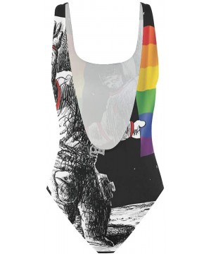 Womens Swimsuits Reggae Love Pot Weed One Piece Tankini Girls Monokini - Space Astronaut Gay Pride Flag - CQ18QATY3HD $24.53-...