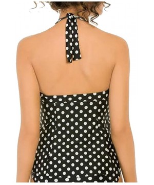 Swim Pearl Dot Halter Tankini Top Size 14 Black/White - CR12N83TGHM $28.49-Tankinis