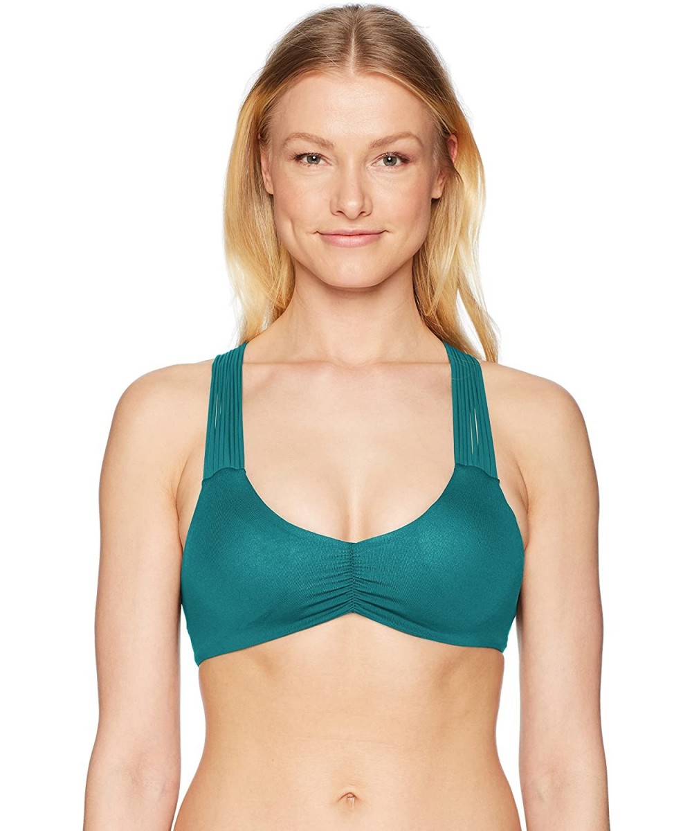 Women's Deck Reversable Bikini Top Swimsuit - Medium Green - C6186KAETK8 $43.85-Tops