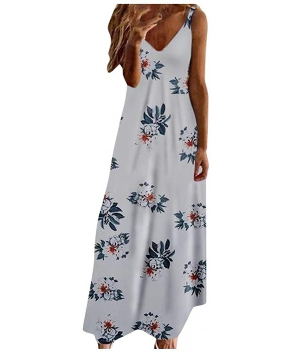 Cami Tank Dresses for Women Elegant Summer V Neck Floral Maxi Dress Sleeveless Long Dresses Beach Sundress - CP190NWGNUT $22....