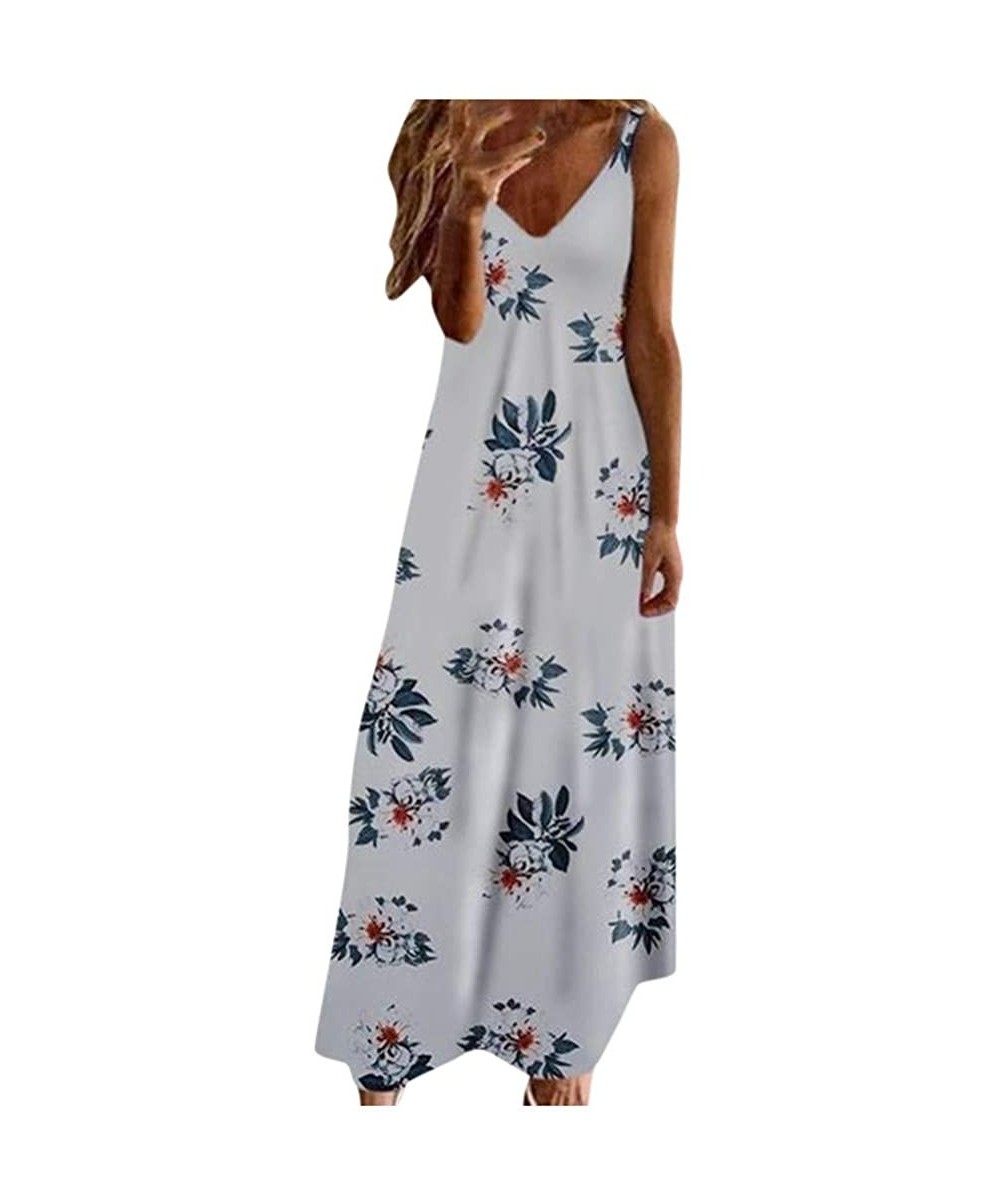 Cami Tank Dresses for Women Elegant Summer V Neck Floral Maxi Dress Sleeveless Long Dresses Beach Sundress - CP190NWGNUT $22....