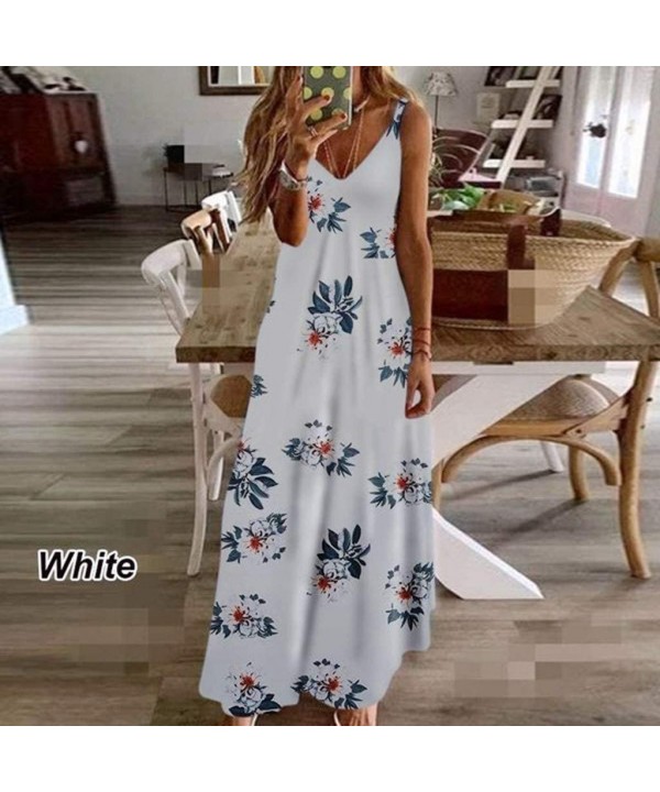 Cami Tank Dresses for Women Elegant Summer V Neck Floral Maxi Dress Sleeveless Long Dresses Beach Sundress - CP190NWGNUT $22....