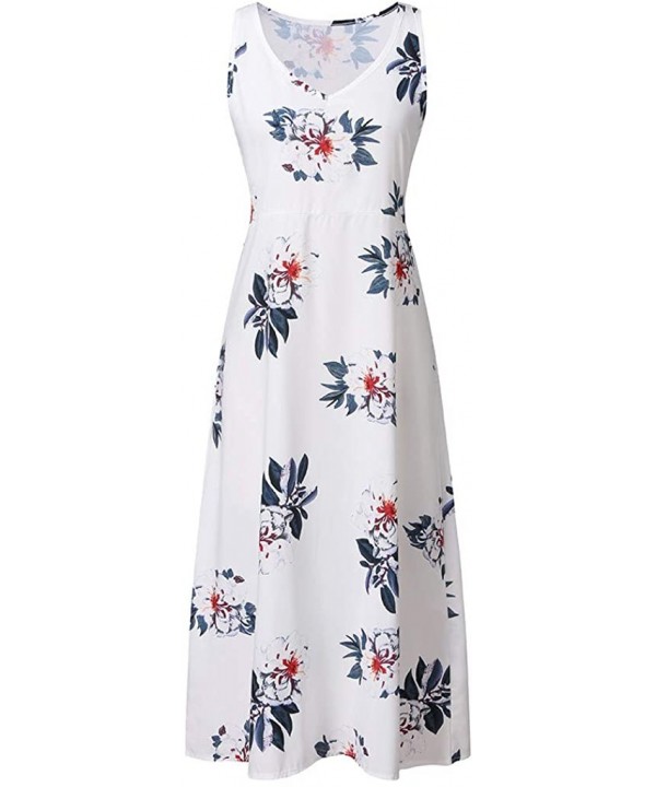 Cami Tank Dresses for Women Elegant Summer V Neck Floral Maxi Dress Sleeveless Long Dresses Beach Sundress - CP190NWGNUT $22....