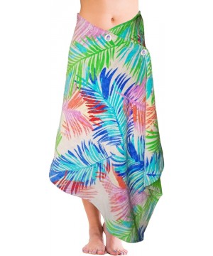 Women's Beach Towel Swimsuit Cover-up Wrap All-in-One - Bright Palms on Blush - C11965ODC28 $38.94-Cover-Ups