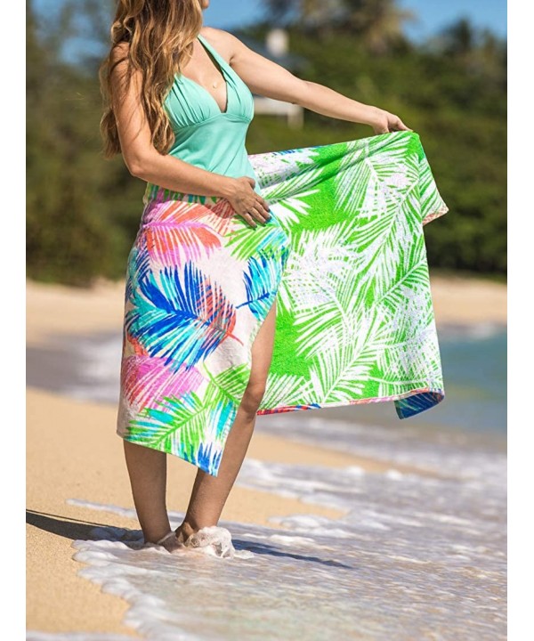 Women's Beach Towel Swimsuit Cover-up Wrap All-in-One - Bright Palms on Blush - C11965ODC28 $38.94-Cover-Ups