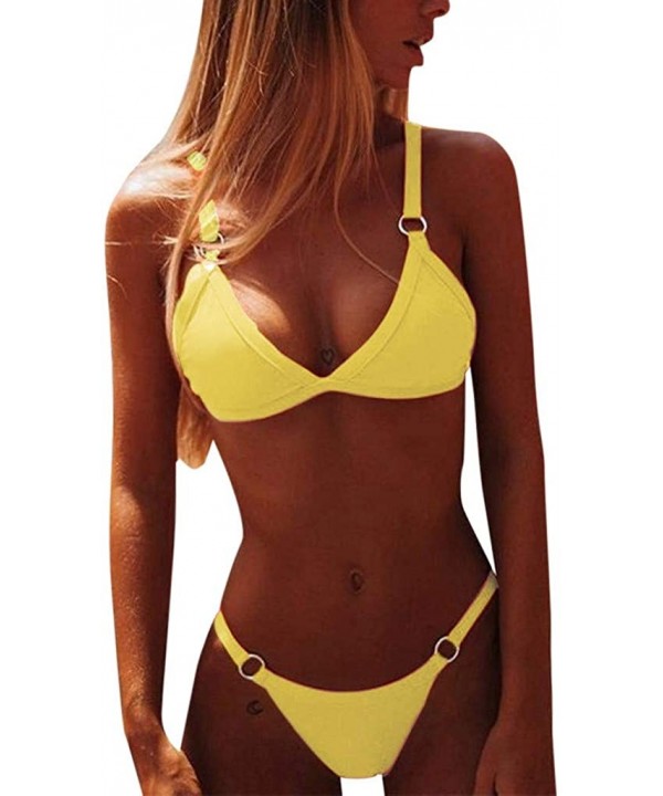 Two Piece Swimsuits Pan Hui Women Bandeau Bandage Bikini Set Push Up Brazilian Swimwear Beachwear Swimsuit Yellow 01 - CY190H...