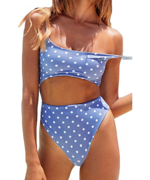 Womens Scoop Neck Cut Out Front Lace Up Back High Cut Monokini One Piece Swimsuit - Blue - CM18RZT06IH $17.32-One-Pieces