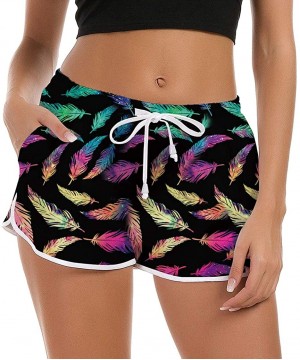 Women's Drawstring Board Shorts Quick Dry Stretch Novelty Patterns Swimsuits Swimwear Bottoms S-XXL - Feather-1 - CW18TWUMCQO...