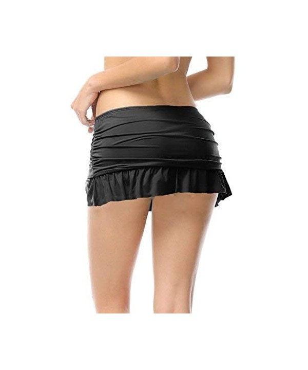 Swim Skirt - Ruched Bikini Bottom Bathing Suit for Women - Black - CN18HCUTMN9 $13.52-Tankinis