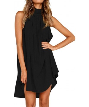 Summer Dresses for Women Casual Halter Neck Beach Cover Up Swing Dress Swing T-Shirt Loose Dress - Black - C418OT9G78G $14.62...