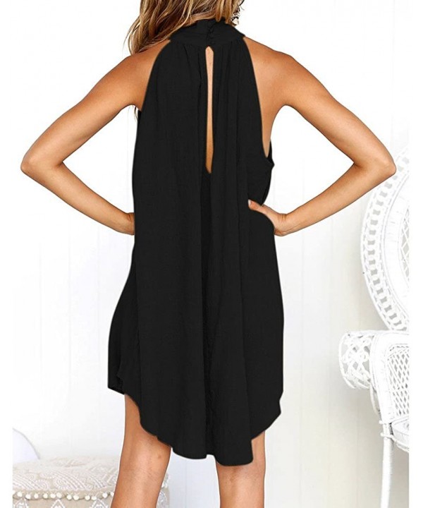 Summer Dresses for Women Casual Halter Neck Beach Cover Up Swing Dress Swing T-Shirt Loose Dress - Black - C418OT9G78G $14.62...