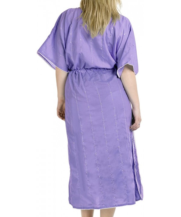 Women's Long Caftan Swimsuit Cover Ups Night Casual Dress Embroidered - Autumn Violet_u489 - CN11HALYET1 $21.84-Cover-Ups