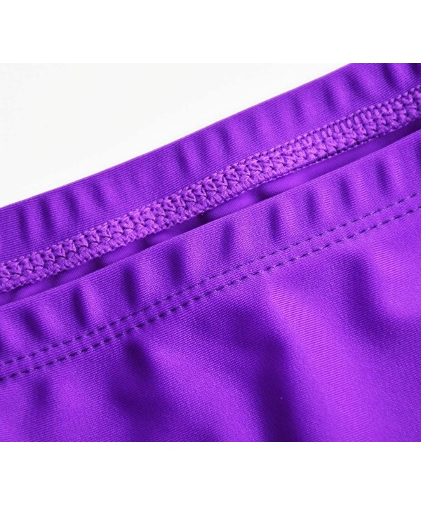 Women Full Coverage Solid Bikini Bottom Swimsuit Mid Rise High Cut Spandex Swim Dance Gym Briefs - Purple - CS12LKGUOFZ $11.5...