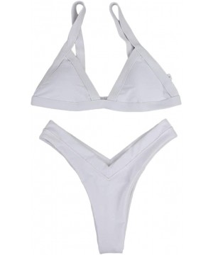 2019 Charming Women Triangle Bra Bikini Set High Waist Thong Swimsuit - White - CR18M70OK3Z $11.25-Sets