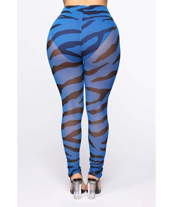 Women's Sexy Perspective Sheer Mesh Pants See Through Bikini Bottom Cover up Party Clubwear Pants - Zebra-blue - CC18XNG6ZKK ...