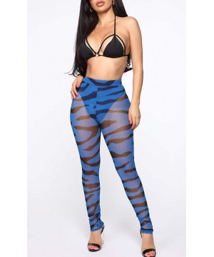 Women's Sexy Perspective Sheer Mesh Pants See Through Bikini Bottom Cover up Party Clubwear Pants - Zebra-blue - CC18XNG6ZKK ...