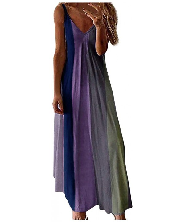 Cami Tank Dresses for Women Elegant Summer V Neck Tie Dyed Maxi Dress Sleeveless Long Dresses Beach Sundress - CG190EUE543 $1...