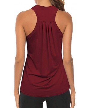 Women Workout Tops Mesh Racerback Tank Yoga Shirts Gym Clothes - D1-wine - CV19CGTCD9G $29.51-Tops