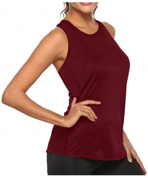 Women Workout Tops Mesh Racerback Tank Yoga Shirts Gym Clothes - D1-wine - CV19CGTCD9G $29.51-Tops