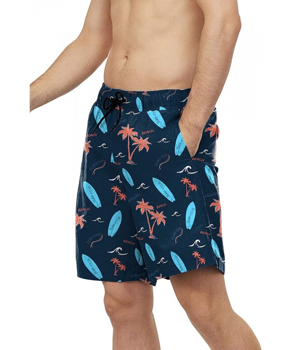 Men's Swim Trunks Board Shorts Quick Dry Swim Shorts with Pockets Bathing Suit for Men - Palm3 - CX19D5XSU90 $15.94-Board Shorts