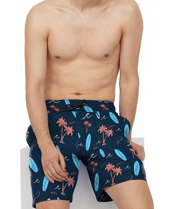 Men's Swim Trunks Board Shorts Quick Dry Swim Shorts with Pockets Bathing Suit for Men - Palm3 - CX19D5XSU90 $15.94-Board Shorts