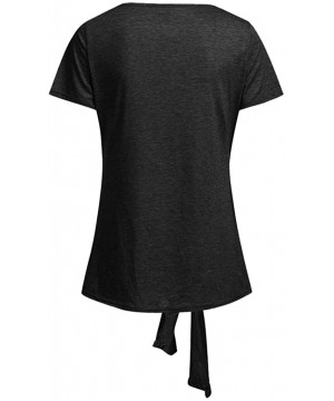 Women's Comfy Casual Long Sleeve Side Twist Knotted Tops Blouse Tunic T Shirts - Black - CE195NHG92O $12.80-Tops