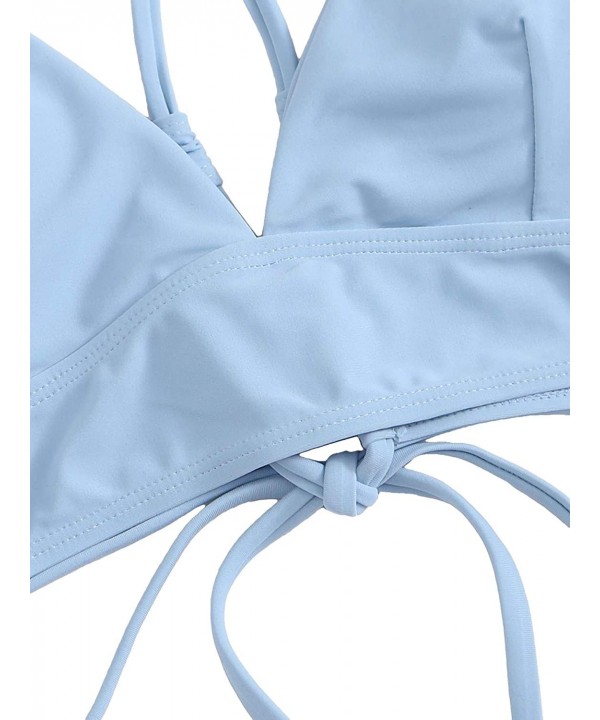 Women's Sexy Bathing Suit Floral Print Cross Back Bikini Set Swimsuits - Light Blue - CW199U65KM6 $24.29-Sets