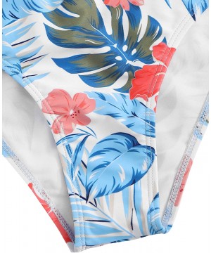 Women's Sexy Bathing Suit Floral Print Cross Back Bikini Set Swimsuits - Light Blue - CW199U65KM6 $24.29-Sets