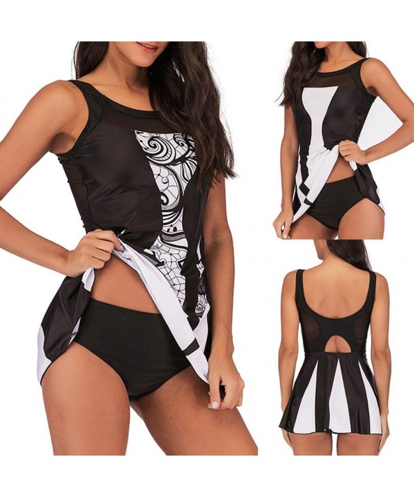 Women Conservative Plaid Print Split Swimsuit Two Piece Sexy Beachwear - C White - CM18OA79OQR $32.95-One-Pieces