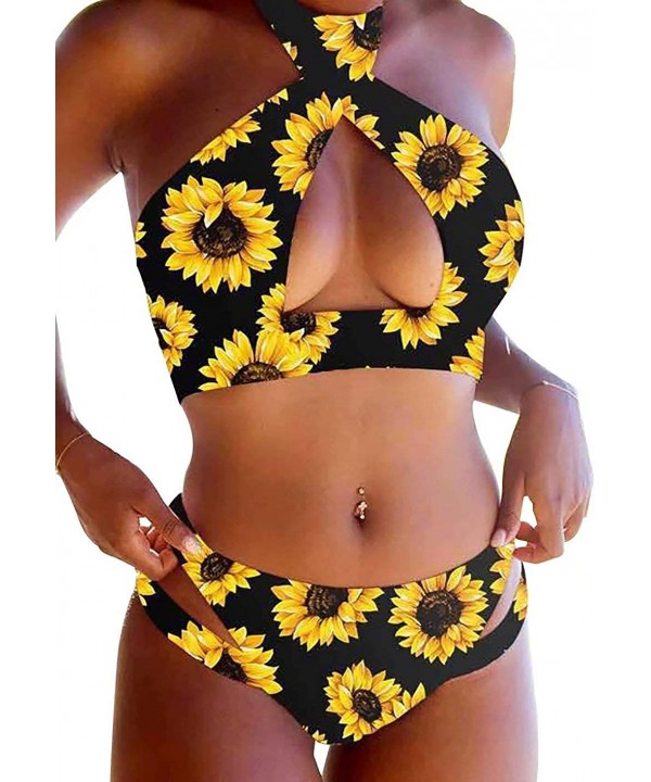 Plus Size Vintage High Waisted Bikini Monokini Swimsuit for Women Swimwear - Sunflower-25 - C919C9R39DU $31.43-One-Pieces