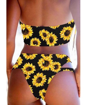 Plus Size Vintage High Waisted Bikini Monokini Swimsuit for Women Swimwear - Sunflower-25 - C919C9R39DU $31.43-One-Pieces