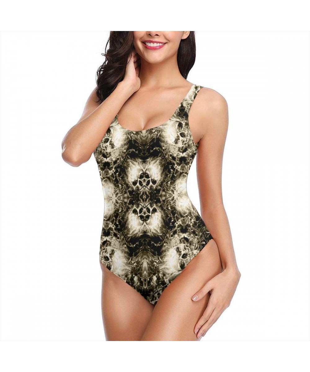 Women's Charming Hawaii Flower Print One-Piece Swimsuit - Flaming Clouds Skulls - CN18Y8XNN23 $39.78-One-Pieces