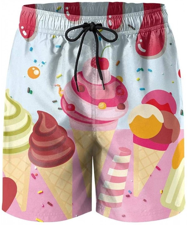 Men's Sportwear Quick Dry Board Shorts Cactus and Pug Swim Trunks - Cherry Ice Cream - CH18RR4O8QW $28.03-Board Shorts