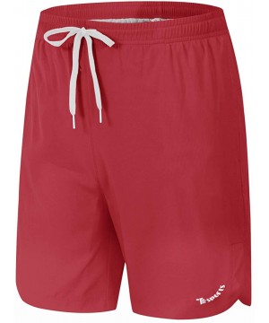 Men's Quick Dry Beach Shorts Swim Trunks with Mesh Lining - Wine Red - CQ18T2UZNWA $15.34-Trunks